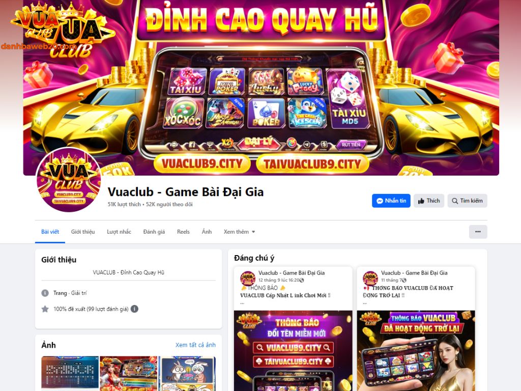 Tham gia kênh Facebook cập nhật thông tin khuyến mãi Vuaclub